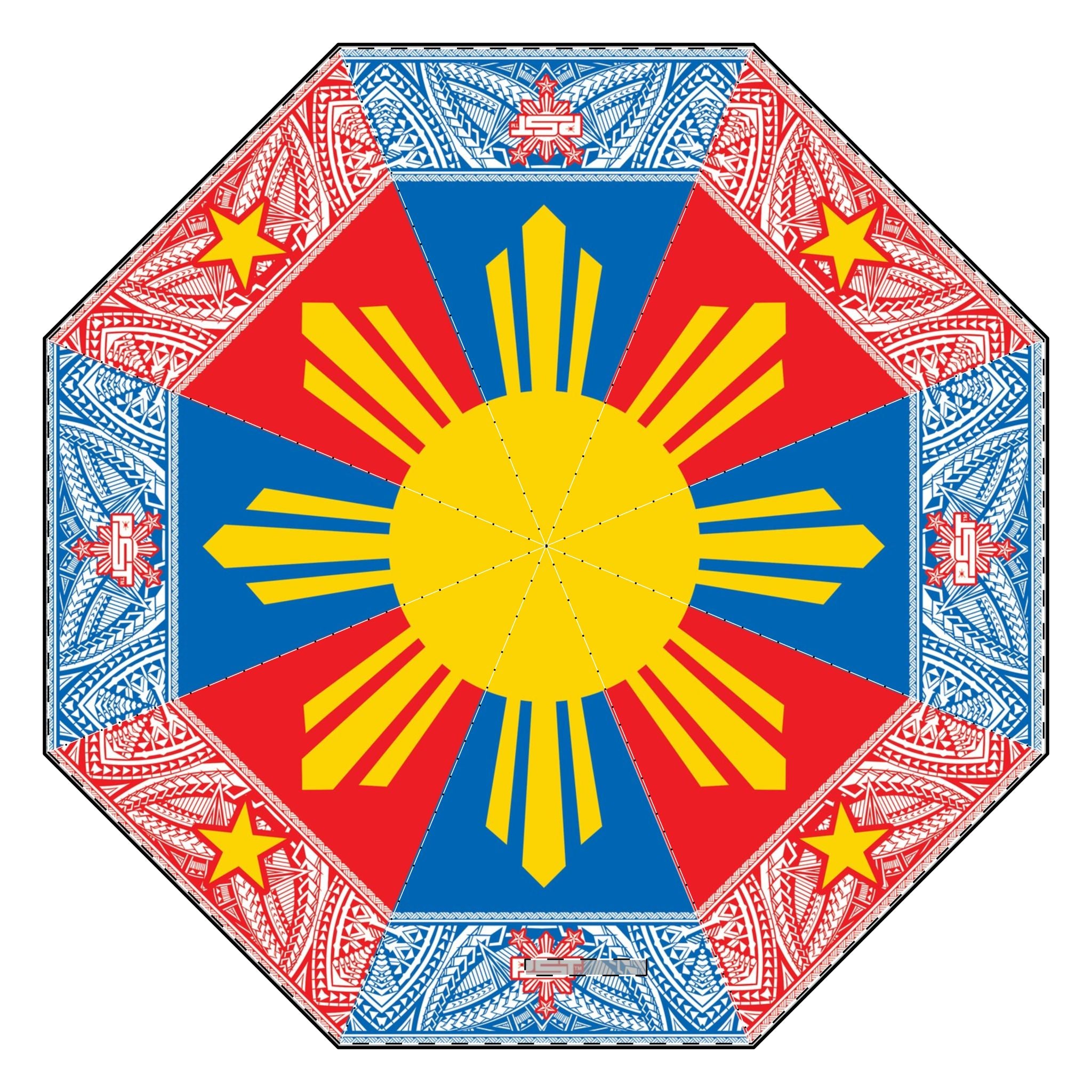 Philippines Sun Tribal Small Semi-Automatic Foldable Umbrella