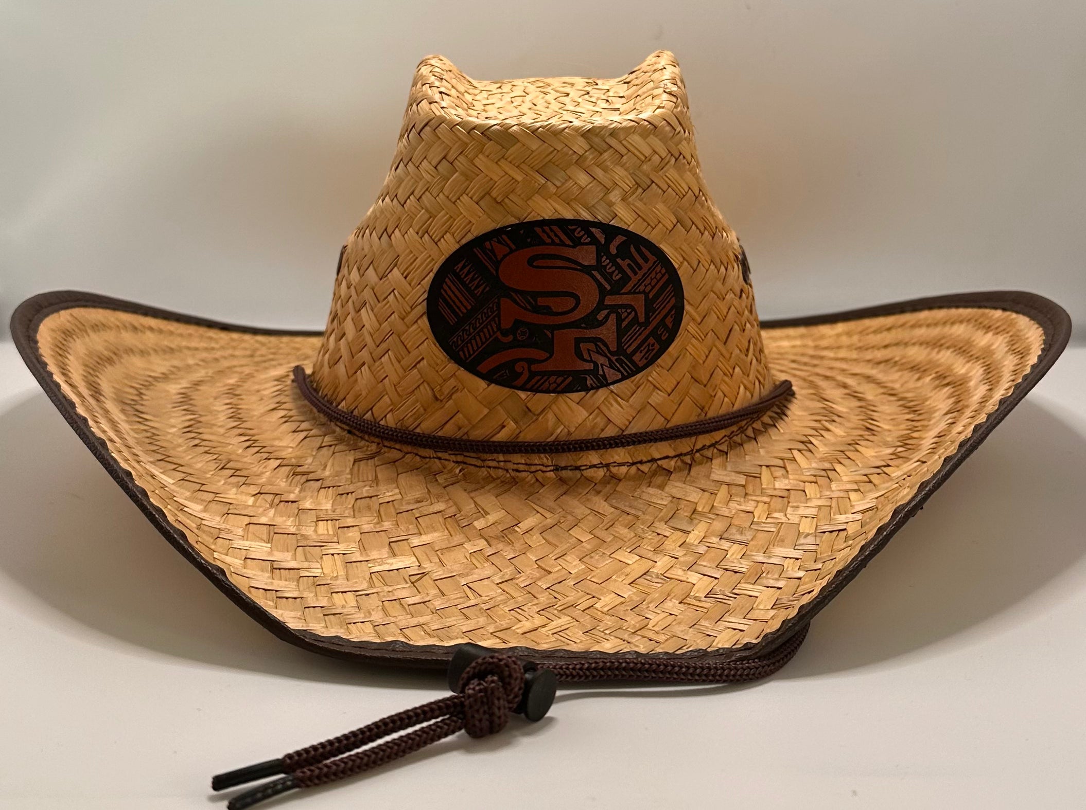Hawaiian Hawaii SF Tribal Straw Leather Shield Cowboy Hat