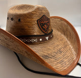 Wahine Hawaiian Hawaii  Brown Shield Tribal Straw Leather Shield Cowboy Hat