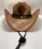 Wahine Hawaiian Hawaii  Brown Shield Tribal Straw Leather Shield Cowboy Hat
