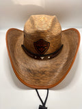 Wahine Hawaiian Hawaii  Brown Shield Tribal Straw Leather Shield Cowboy Hat