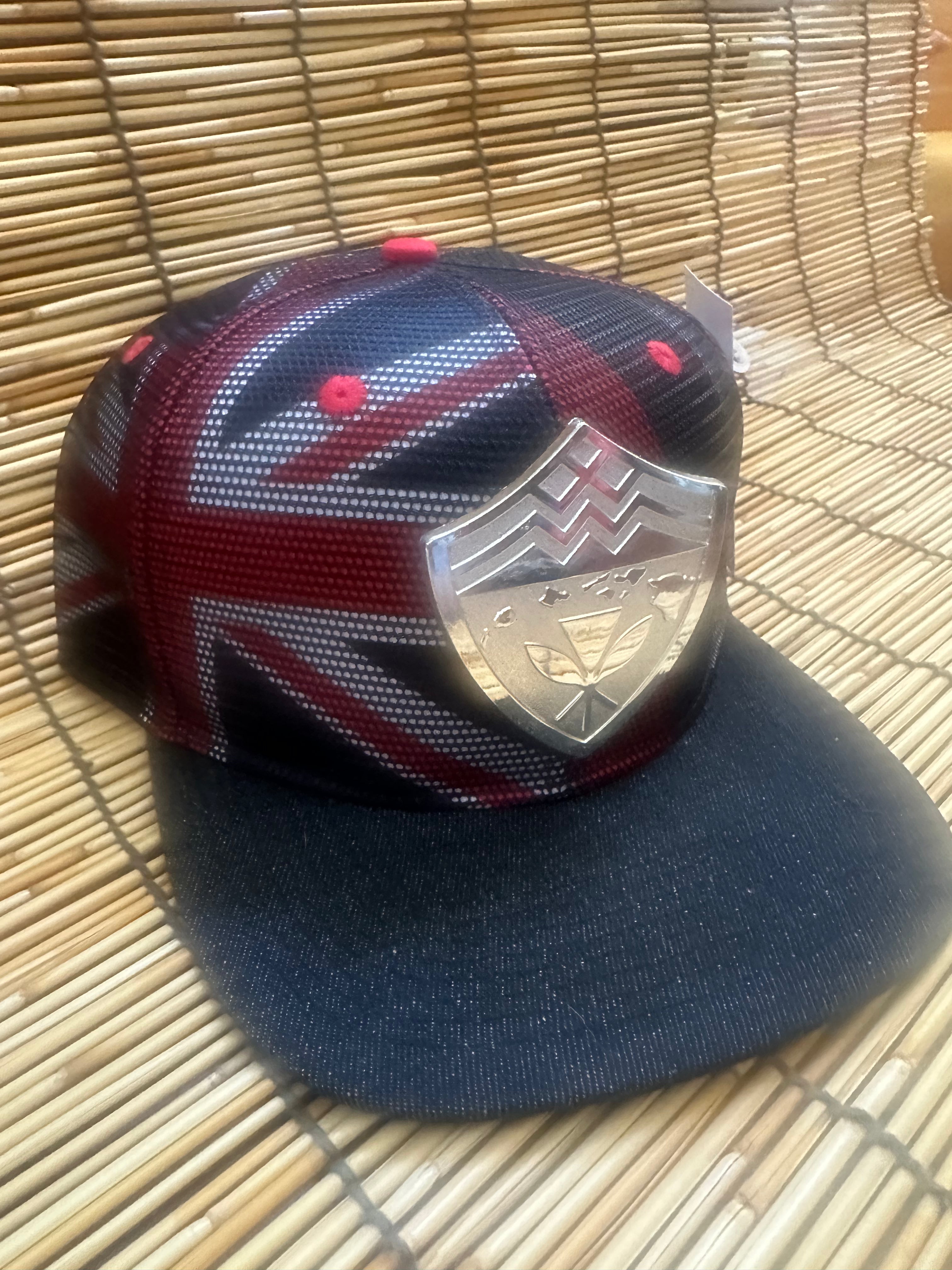 Hawaiian Hawaii Steel Emblem Flag Mesh Denim Brim SnapBack