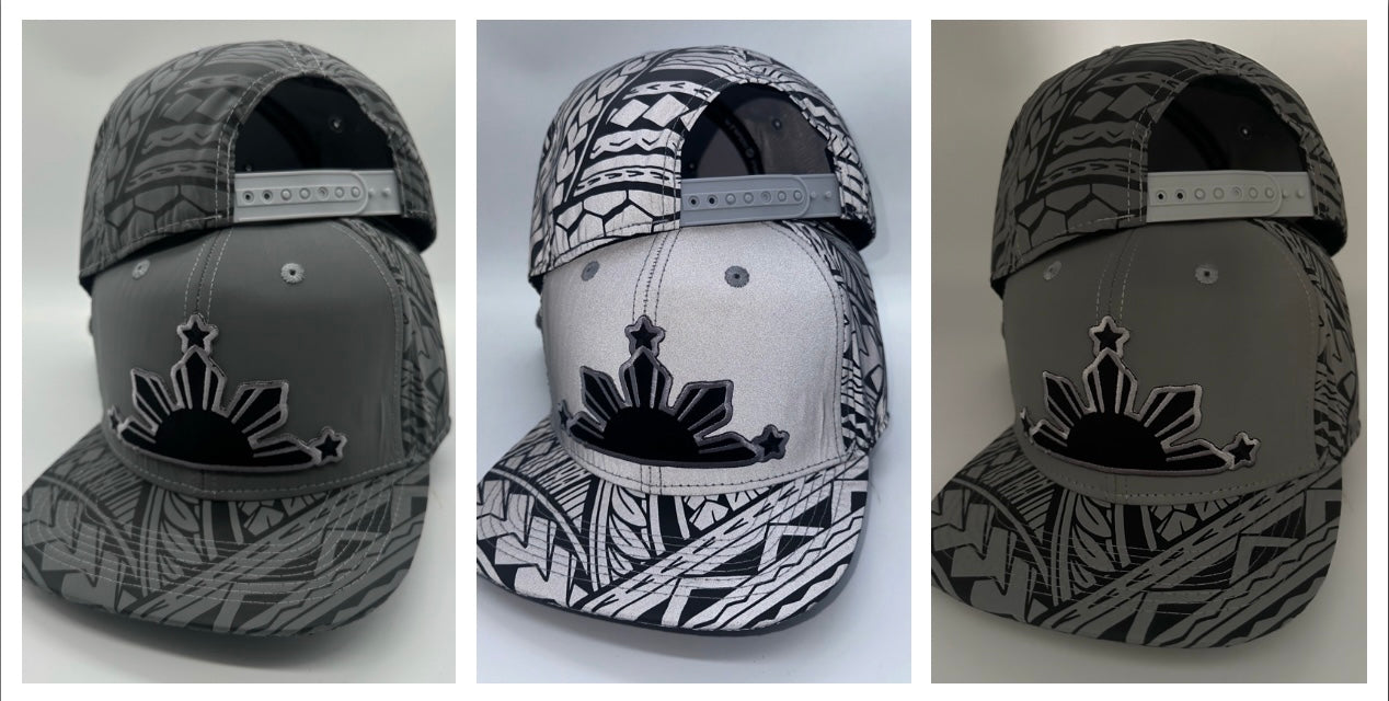 Philippines Tribal Reflective 3 stars and sun SnapBack