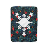 Filipino Floral 3 Stars and Sun Sherpa Fleece Blanket