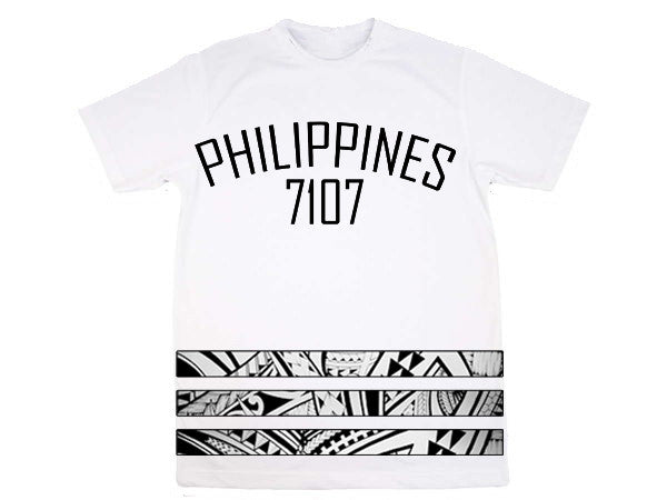 Philippines 7107 Tribal Bar White Tee