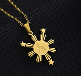 3 Stars and Sun Pendant Necklace