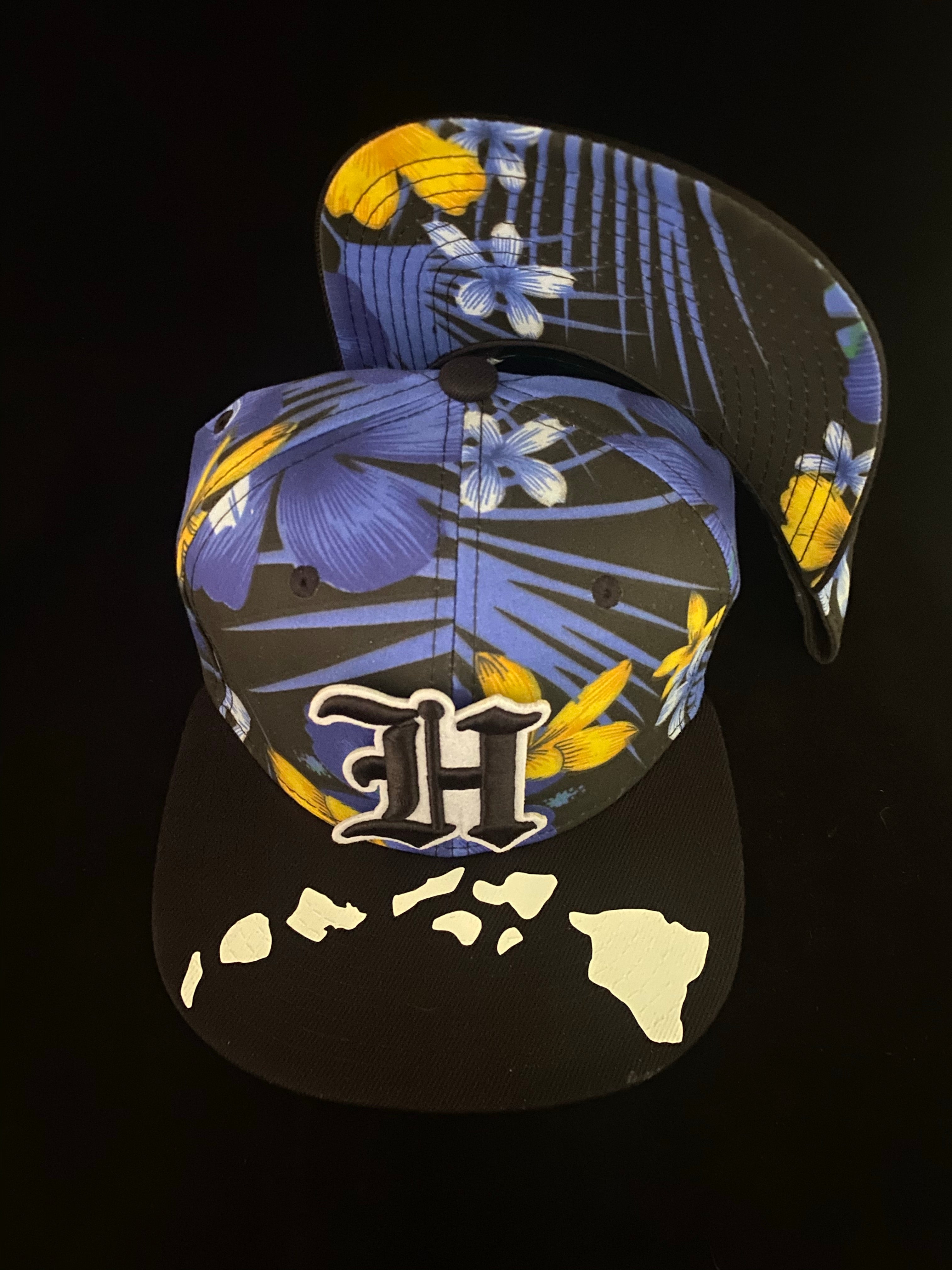 Hawaii H Black Floral Brim Blue LIMITED Hat