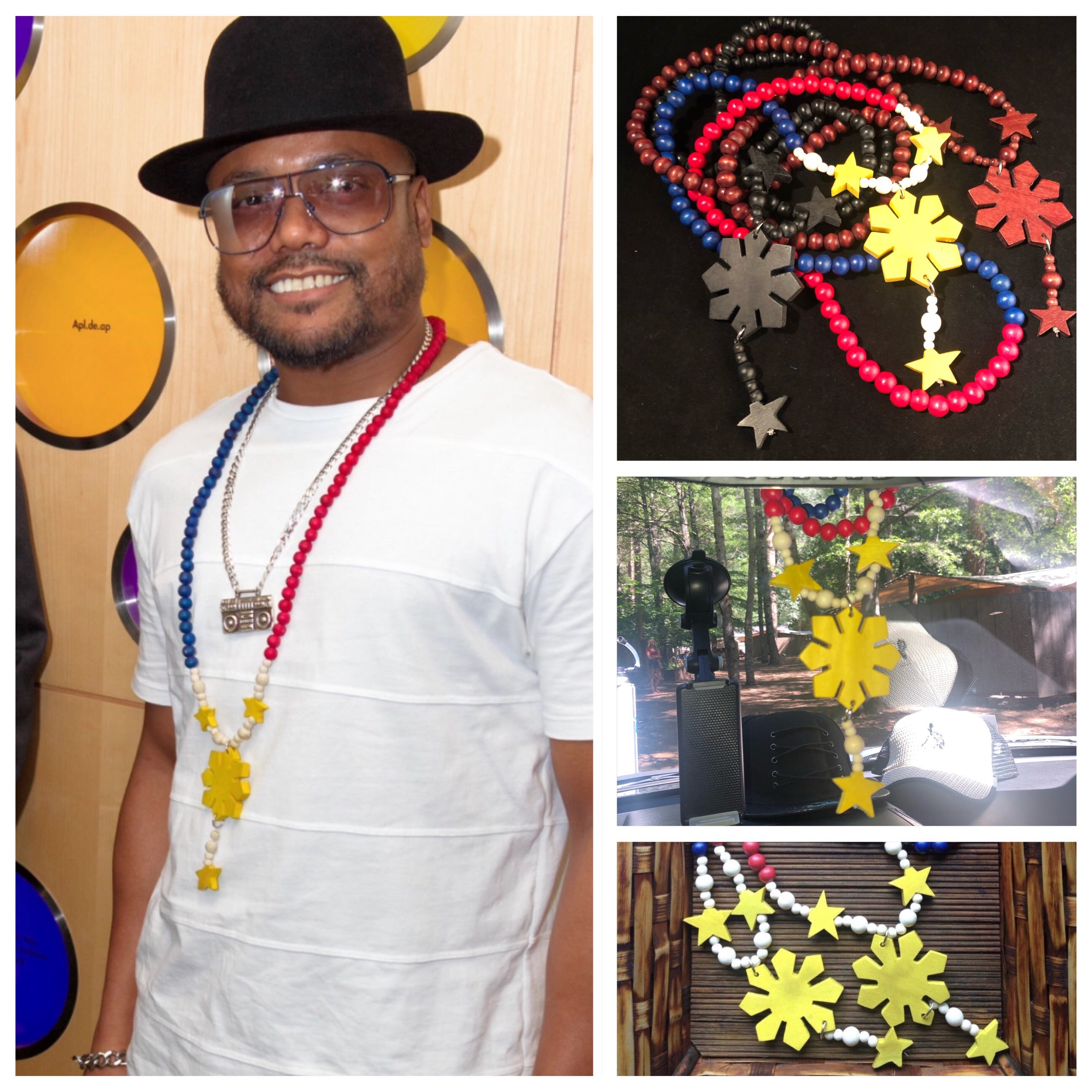 3 Stars and Sun Filipino Wood Necklace