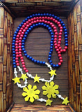 3 Stars and Sun Filipino Wood Necklace