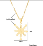 3 Stars and Sun Pendant Necklace