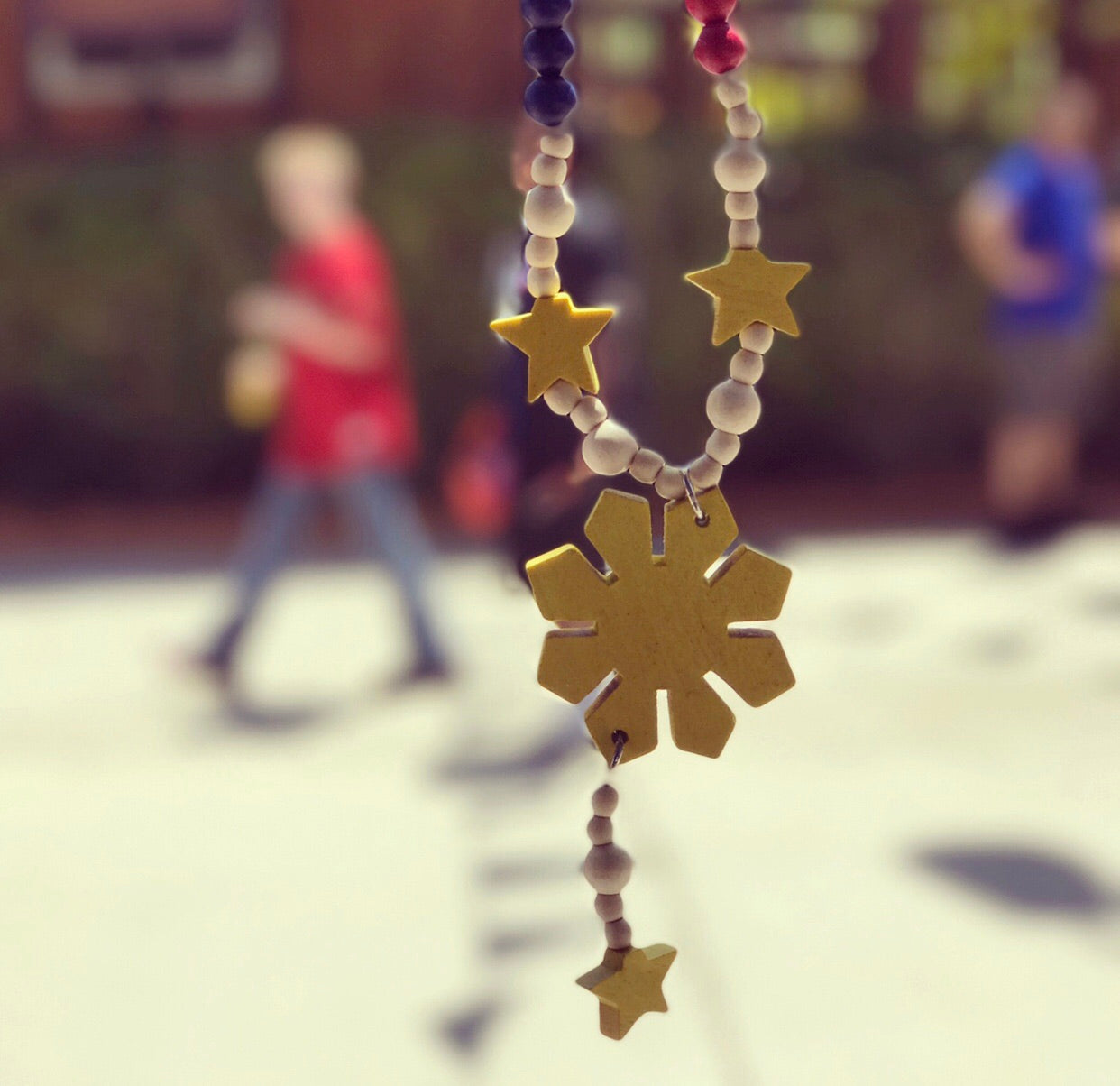 3 Stars and Sun Filipino Wood Necklace