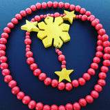 3 Stars and Sun Filipino Wood Necklace