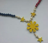 3 Stars and Sun Filipino Wood Necklace