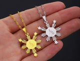 3 Stars and Sun Pendant Necklace