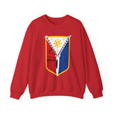 Balisong Shield Crewneck Sweatshirt — Filipino Sword & Sun Shield Graphic