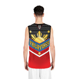 Philippines Tribal  Basketball Jersey — Red Sun & Stars Tank Top
