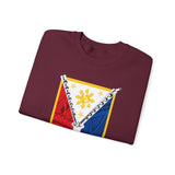 Balisong Shield Crewneck Sweatshirt — Filipino Sword & Sun Shield Graphic
