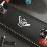 Shaka Skeleton Sticker — Die-Cut Skateboard/Laptop Decal