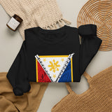 Balisong Shield Crewneck Sweatshirt — Filipino Sword & Sun Shield Graphic