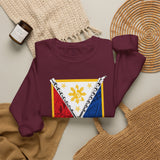 Balisong Shield Crewneck Sweatshirt — Filipino Sword & Sun Shield Graphic