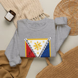 Balisong Shield Crewneck Sweatshirt — Filipino Sword & Sun Shield Graphic