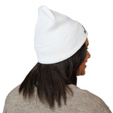 Embroidered Sunrise Cuffed Beanie — Minimal Star & Rising Sun Knit Hat