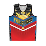 Philippines Tribal  Basketball Jersey — Red Sun & Stars Tank Top