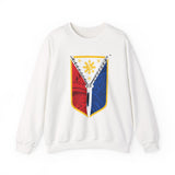 Balisong Shield Crewneck Sweatshirt — Filipino Sword & Sun Shield Graphic