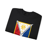 Balisong Shield Crewneck Sweatshirt — Filipino Sword & Sun Shield Graphic