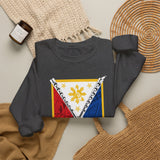 Balisong Shield Crewneck Sweatshirt — Filipino Sword & Sun Shield Graphic