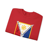 Balisong Shield Crewneck Sweatshirt — Filipino Sword & Sun Shield Graphic