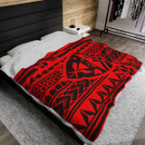 Hawaii Tribal Shield Velveteen Plush Blanket