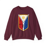 Balisong Shield Crewneck Sweatshirt — Filipino Sword & Sun Shield Graphic