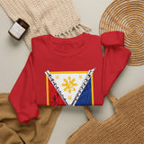 Balisong Shield Crewneck Sweatshirt — Filipino Sword & Sun Shield Graphic