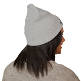 Embroidered Sunrise Cuffed Beanie — Minimal Star & Rising Sun Knit Hat