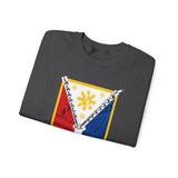 Balisong Shield Crewneck Sweatshirt — Filipino Sword & Sun Shield Graphic