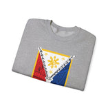Balisong Shield Crewneck Sweatshirt — Filipino Sword & Sun Shield Graphic