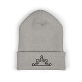 Embroidered Sunrise Cuffed Beanie — Minimal Star & Rising Sun Knit Hat