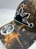 3 Stars and Sun Black Camo Forest curved Mesh snapbacks
