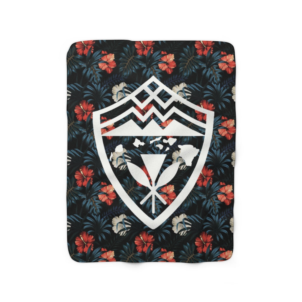 Hawaii Floral Shield Fleece Blanket