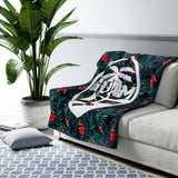Guam Palm Blue Sherpa Fleece Blanket