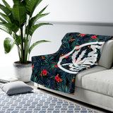 Guam Palm Blue Sherpa Fleece Blanket
