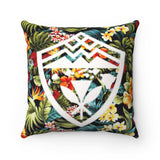 Hawaii Kanaka White Shield Floral Square Pillow