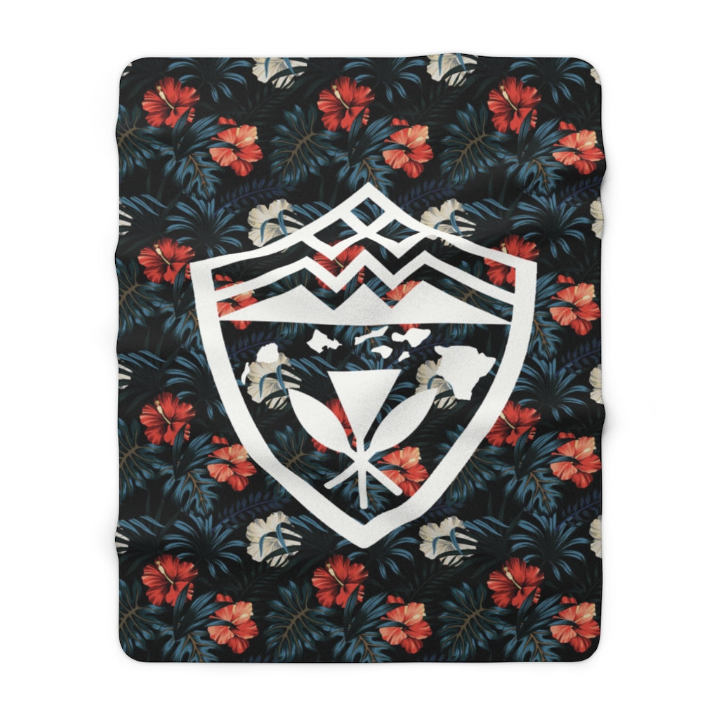 Hawaii Floral Shield Fleece Blanket