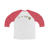 Hawaii Floral Shield Unisex Tri-Blend 3/4 Raglan Tee