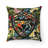 Hawaii Kanaka Shield Floral Square Pillow