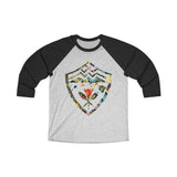 Hawaii Floral Shield Unisex Tri-Blend 3/4 Raglan Tee