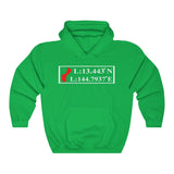 GUAM GPS Longitude Latitude Unisex Heavy Blend™ Hooded Sweatshirt