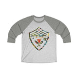 Hawaii Floral Shield Unisex Tri-Blend 3/4 Raglan Tee