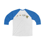 Hawaii Floral Shield Unisex Tri-Blend 3/4 Raglan Tee